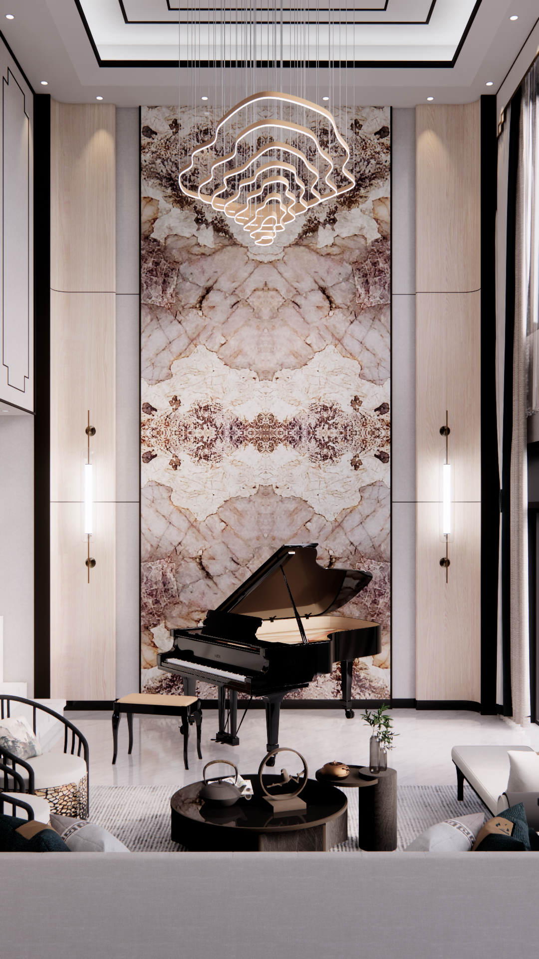 BACKDROP LIVING WITH QUARTZITE PINK PATAGONIA