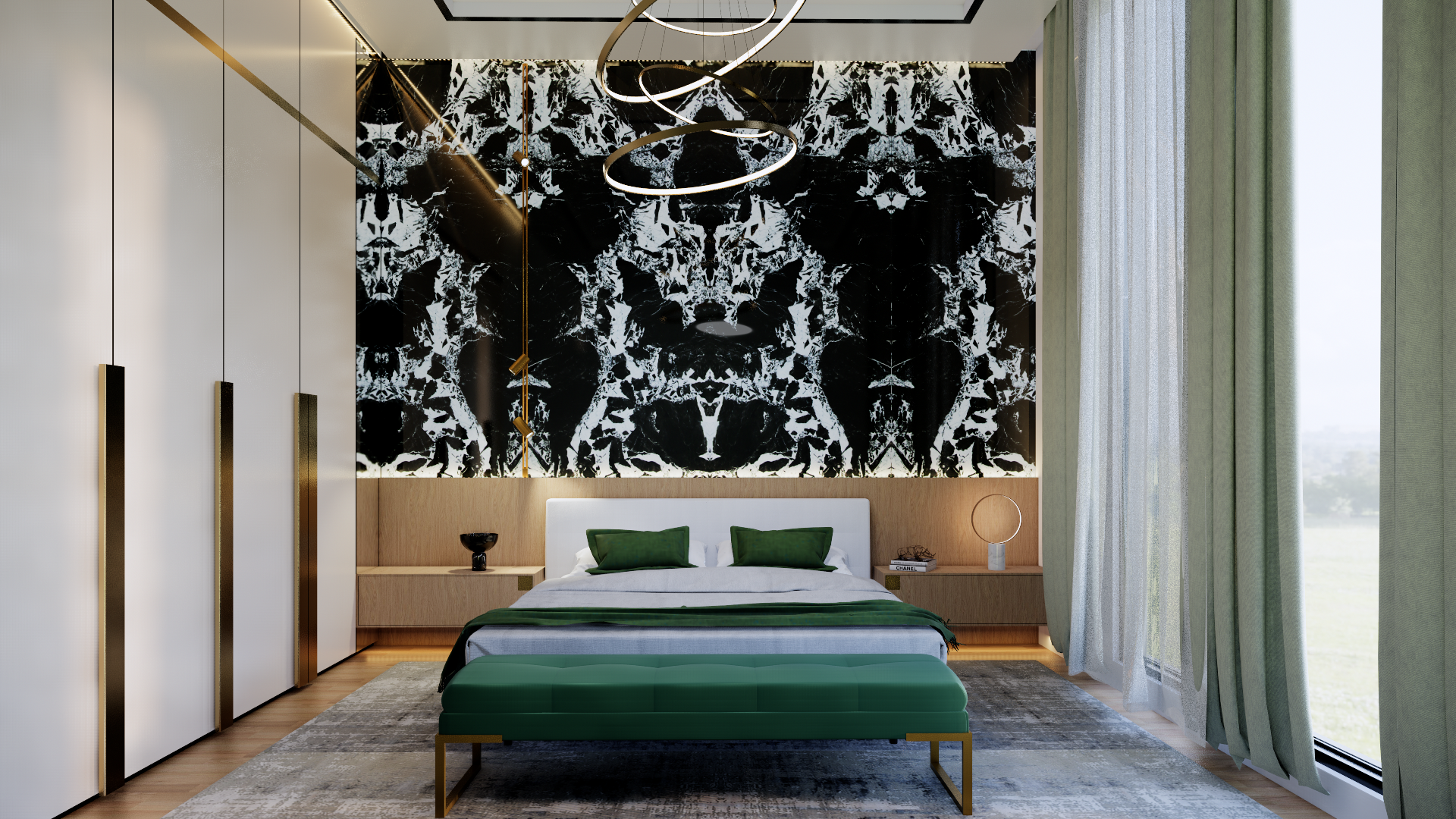 BACKDROP BEDROOM WITH MARBLE NOIR NAPOLEON